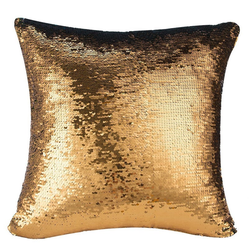 MOCOFO Spring Glitter Pillow Set of 2 Reversible Teal Magic Sequins Mermaid Pillow Cover Parkly Fun Flip Throw Pillow Blue to Gold/Silver Couch Color Changing Decor Cushion Covers for Kids16X16 - Image 3